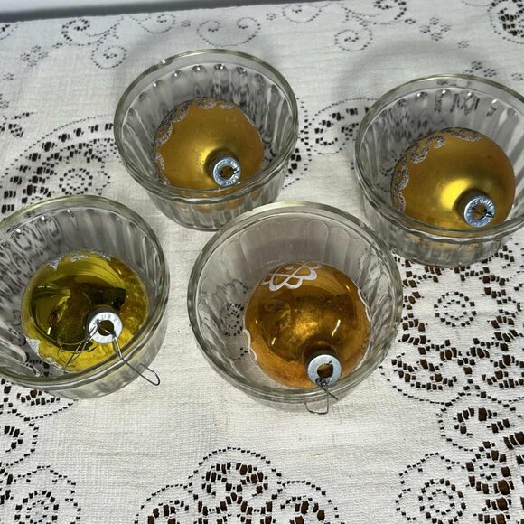 MCM Shiny Brite gold & glitter ornaments - Picture 4 of 10